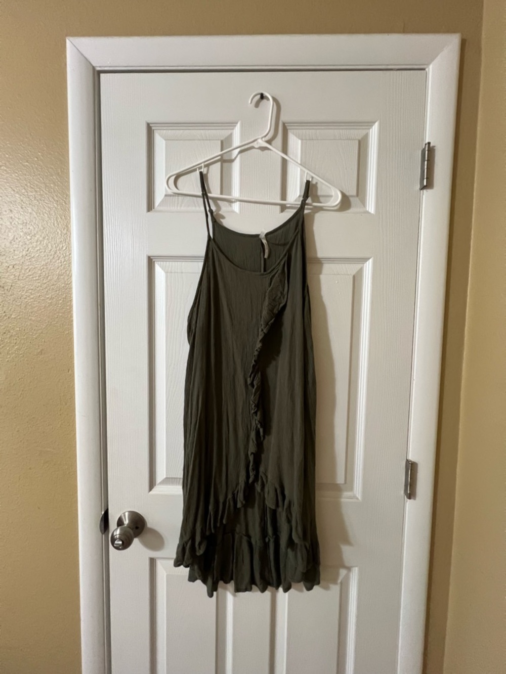 Live 4 Truth Olive Ruffle Spaghetti Strap Mini Dress